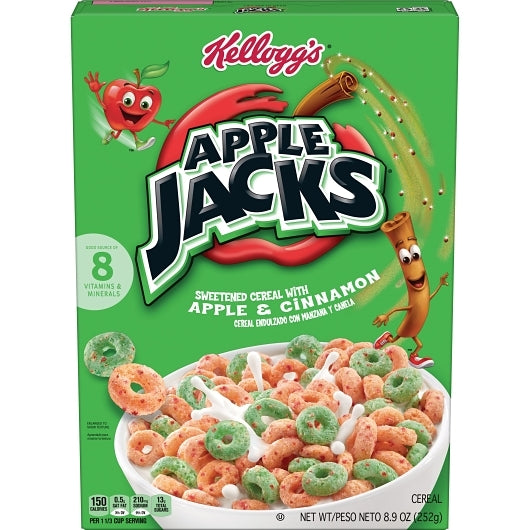 Kellogg's Apple Jacks Original Sweetened Cereal with Apple & Cinnamon 8.9 oz