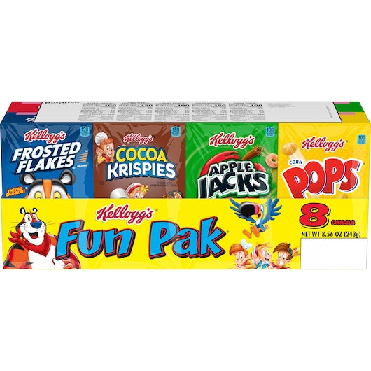 Kellogg's Fun Pak Variety Cereal Pack 8 mini boxes 8.56 oz
