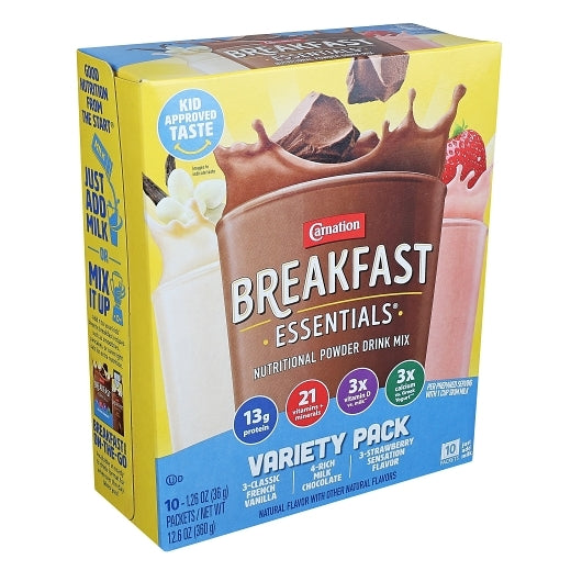 Carnation Breakfast Essentials Powder Variety Pack Sachets, 1.26 Ounce, 10 Per Pack