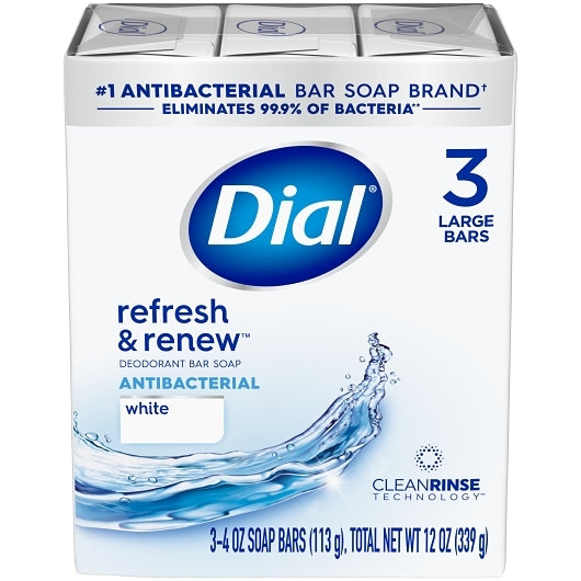 Dial Refresh & Renew Antibacterial White Bar Soap 3 Bars