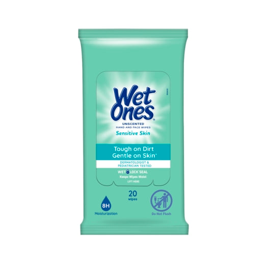 Wet Ones Sensitive Skin Hand & Face Wipes 20 Count
